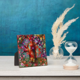 Tabletop Plaque Whimsical Abstrakt Tree Red Aquama Fotoplatte