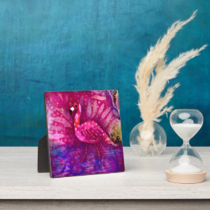 Tabletop Plaque Whimsical Flamingo Art Print Fotoplatte
