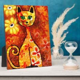 Tabletop Plaque Whimsical Retro 60er Kitty Cat Art Fotoplatte