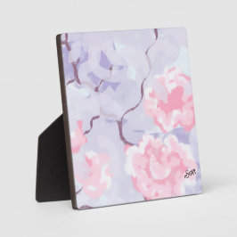 Tabletop Plaque with Easel : Pink Winters Roses Fotoplatte