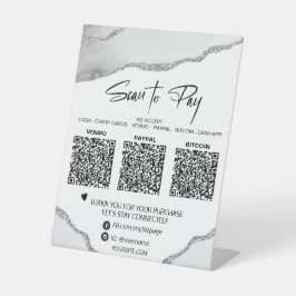 *~* Tabletop QR 3 ZAHLUNGSTABELLE ZEITSILBERAGATE Sockelschild