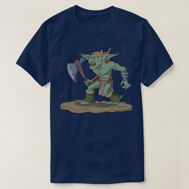 Tabletop roleplay Figur Goblin mit ax T-Shirt (Design vorne)