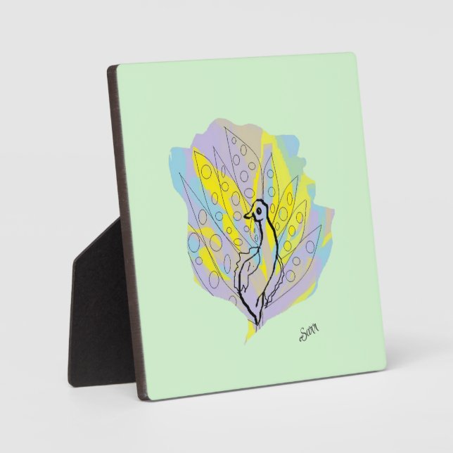 Tabletop W/Leinwand Pecock Plaque Fotoplatte (Vorderseite)