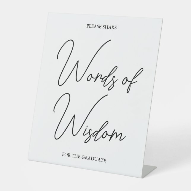 Tabletop-Zeichen für Abschluss mit schwarzem und w Sockelschild (Vorderseite)