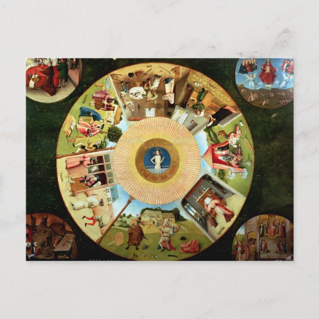 Tablette der sieben Toten Sünden Postkarte (Vorderseite)