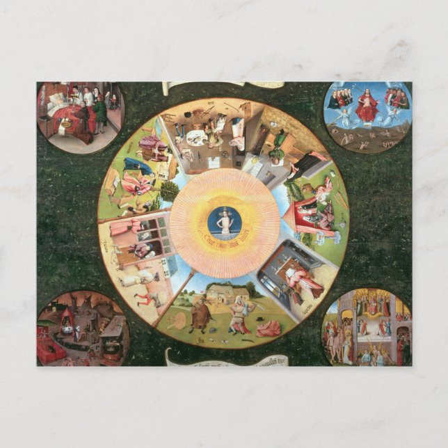 Tablette der sieben Toten Sünden Postkarte (Vorderseite)