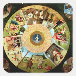 Tablette der sieben Toten Sünden Quadratischer Aufkleber