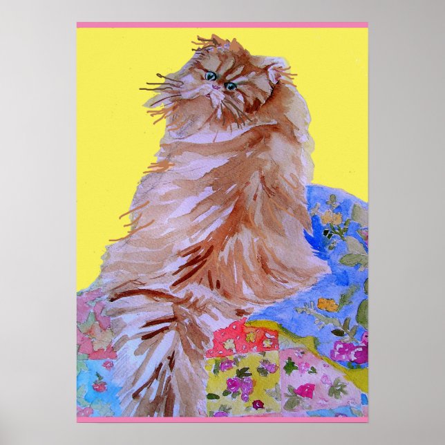 Tablette Katze Niedliche Katzen und farbiges Quilt Poster (Vorne)
