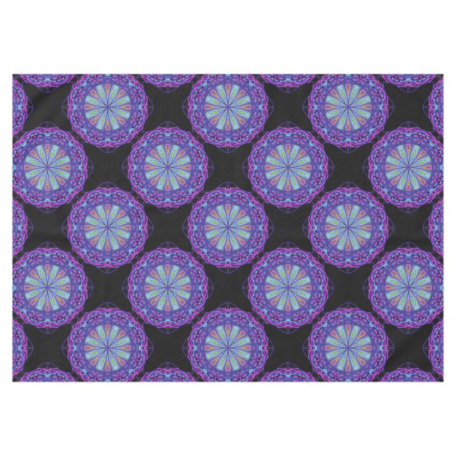 Tablette, Lila Kaleidoskop-Blume Tischdecke (Vorderseite (Horizontal))