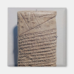 Tablette mit vierzehn Zeilen mathematischem Text Magnet