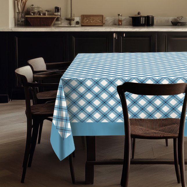 Tablette zum Karo für ein Familienfest Tischdecke (Navy and Blue Check Tablecloth for Family Dinner Moments)
