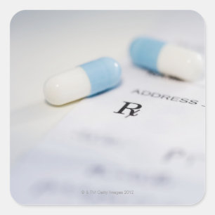 Tabletten auf schriftliche Verschreibung Quadratischer Aufkleber