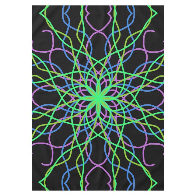 Tablettenfilm, Blume von Schwarzgrün Kaleidoskop Tischdecke (Vorderseite)