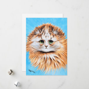 Tablettenkatze mit grünen Augen, Head Study von L. Feiertagskarte