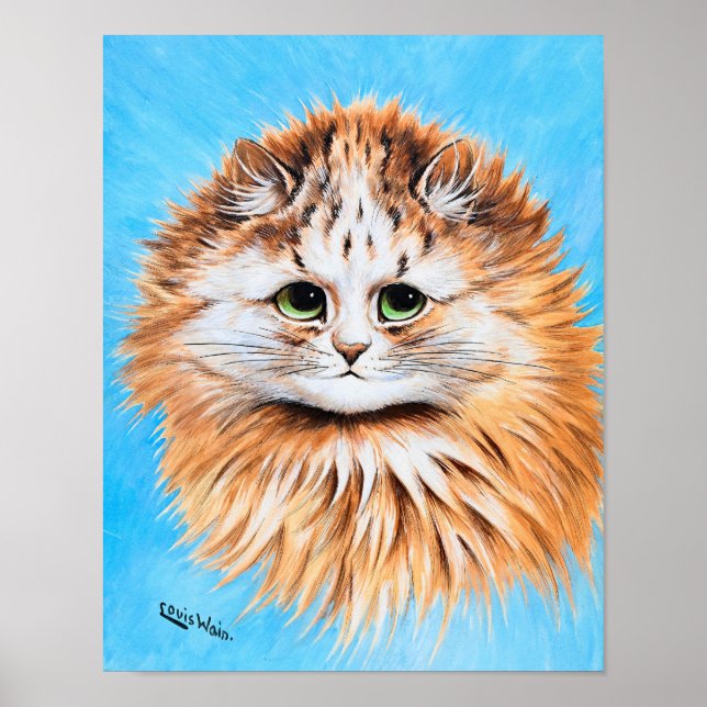 Tablettenkatze mit grünen Augen, Head Study von L. Poster (Vorne)