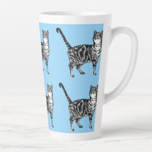 Tablettenkatze Whimsical Light Blue Cats Latte Tas Milchtasse