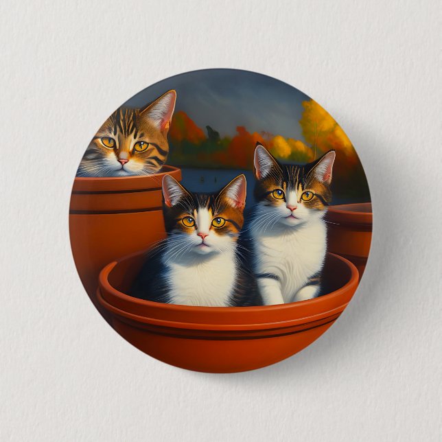 Tablettenkatzen in Pottölfarbe, Button (Vorderseite)
