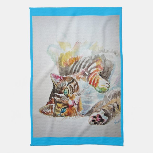 Tablettentische Niedlich Katzen Aquarell Teetuch Geschirrtuch (Vertikal)