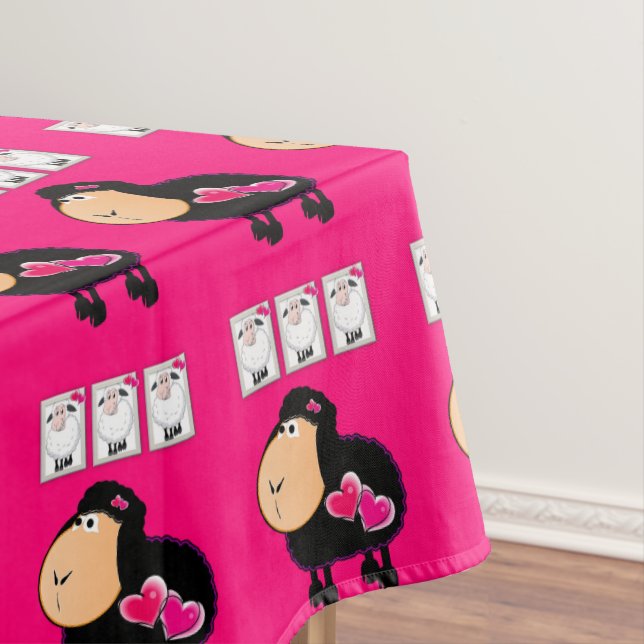 Tabletts Schafe Rosa Herzen Tischdecke (Beispiel)