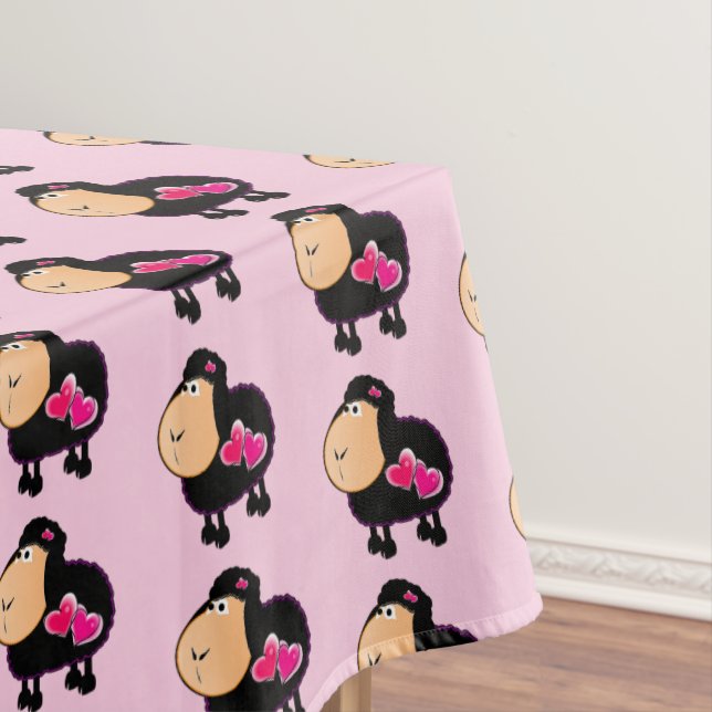 Tabletts Schafe Rosa Herzen Tischdecke (Beispiel)