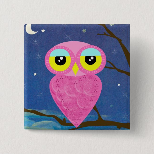 Tabu-Japan-Eulen-Quadrat-Button Button (Vorderseite)