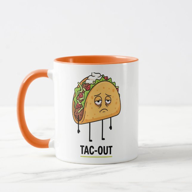 Tac-Out Mood – Funny Exhausted Taco Pun Tasse (Links)