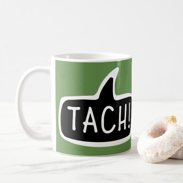 TACH! Deutsche Gruß, Hallo-Sprechblase Kaffeetasse (Mit Donut)