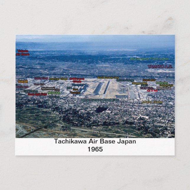 Tachikawa-Luftstützpunkt Japan 1945-1977 Postkarte (Vorderseite)