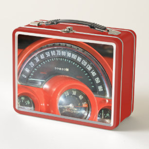 Tachometer des klassischen Sportwagens von 1958 Metall Brotdose