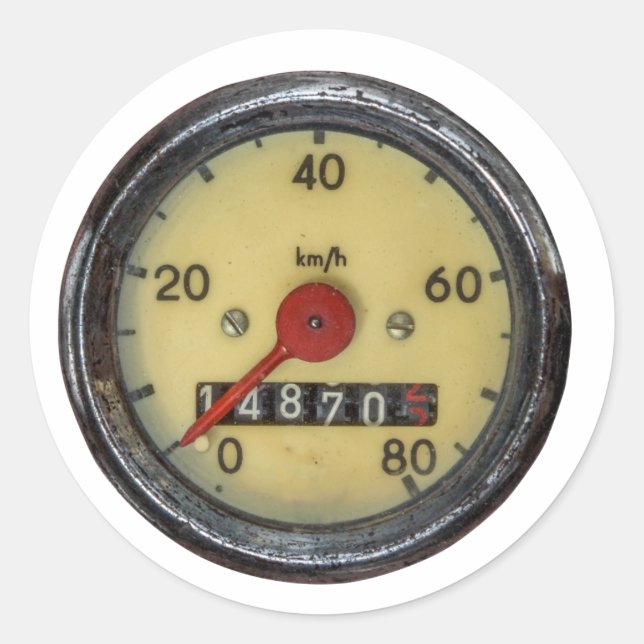 Tachometer eines Oldtimer-Rollers Runder Aufkleber (Vorderseite)