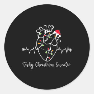 Tachy Christmas Sweater Anatomie Herz Herz Herz Nu Runder Aufkleber