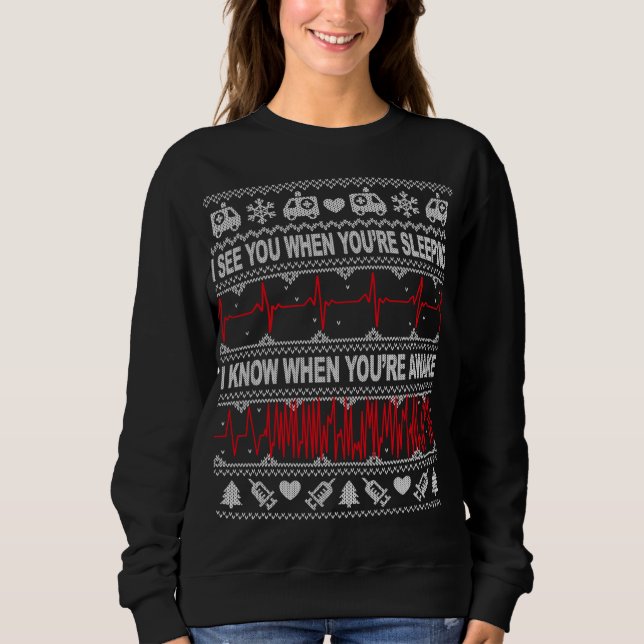 Tachy Nurse and Doctor Ugly Christmas Sweater Medi Sweatshirt (Vorderseite)