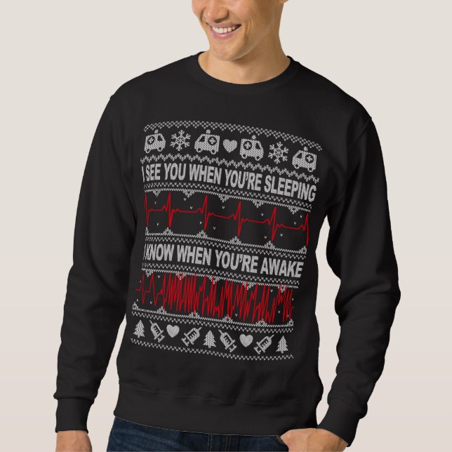 Tachy Nurse and Doctor Ugly Christmas Sweater Medi Sweatshirt (Vorderseite)