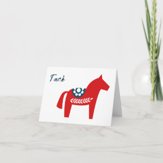 Tack Dala Horse Swedish Danke Karte