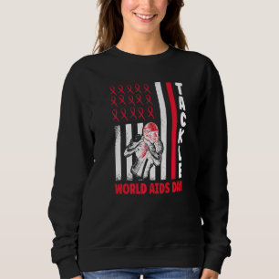 Tackle Awareness-Shirt Rotes Band Hiv Aids-Bewusst Sweatshirt