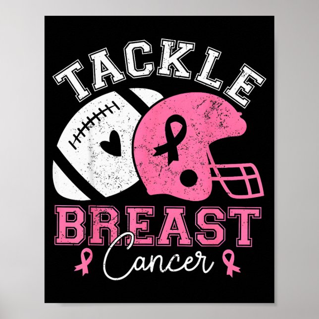 Tackle Breast Cancer Awareness Nk Ribbon American  Poster (Vorne)