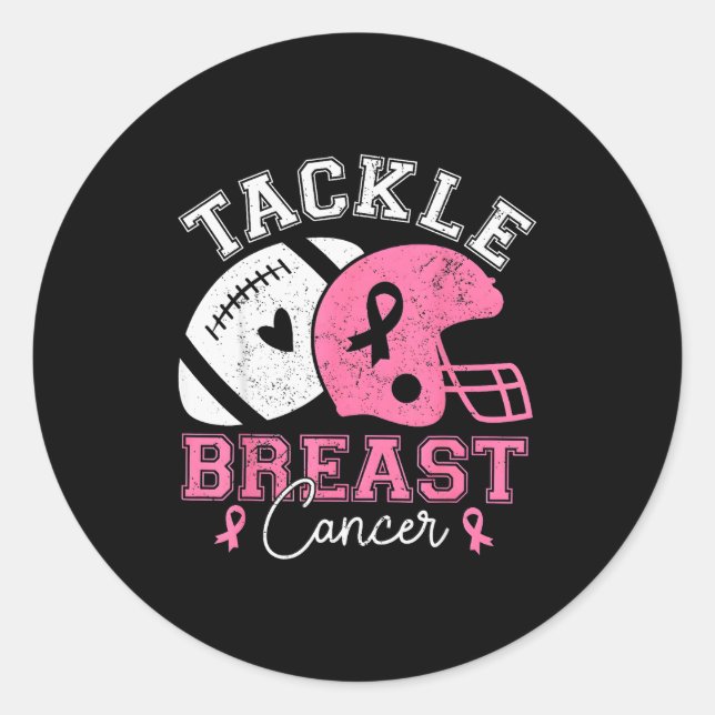 Tackle Breast Cancer Awareness Nk Ribbon American  Runder Aufkleber (Vorderseite)