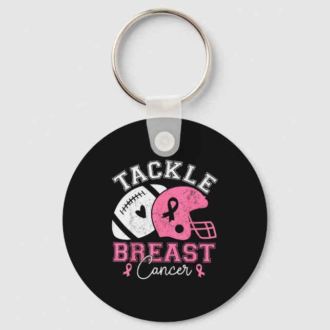 Tackle Breast Cancer Awareness Nk Ribbon American  Schlüsselanhänger (Vorderseite)