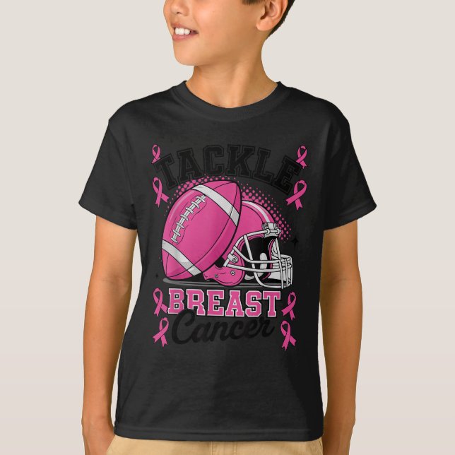 Tackle Breast Cancer Awareness Nk Ribbon Football  T-Shirt (Vorderseite)
