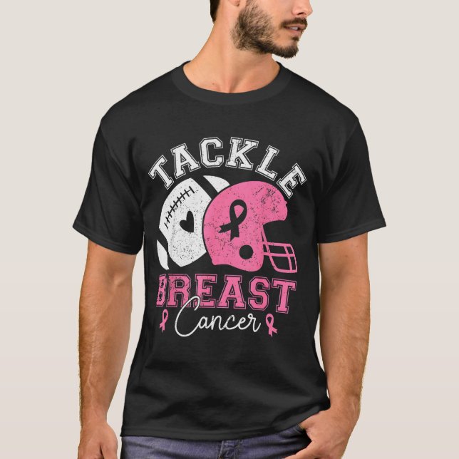 Tackle Breast Cancer Awareness Pink Ribbon America T-Shirt (Vorderseite)