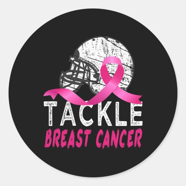 Tackle Breast Cancer Awareness Runder Aufkleber (Vorderseite)
