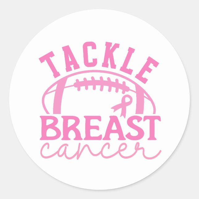 Tackle Breast Cancer Pink Ribbon Awareness Runder Aufkleber (Vorderseite)