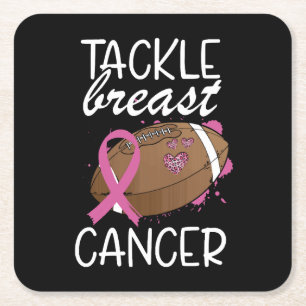 Tackle Cancer Brustkrebs-Bewusstseins-Schleife Rechteckiger Pappuntersetzer