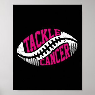 Tackle Football Ball Pink Ribbon Brustkrebs Awa Poster