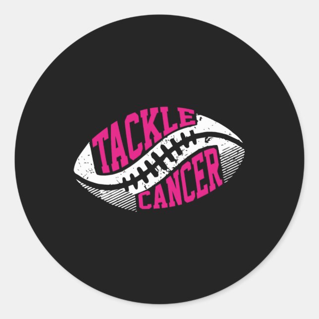 Tackle Football Ball Pink Ribbon Brustkrebs Awa Runder Aufkleber (Vorderseite)