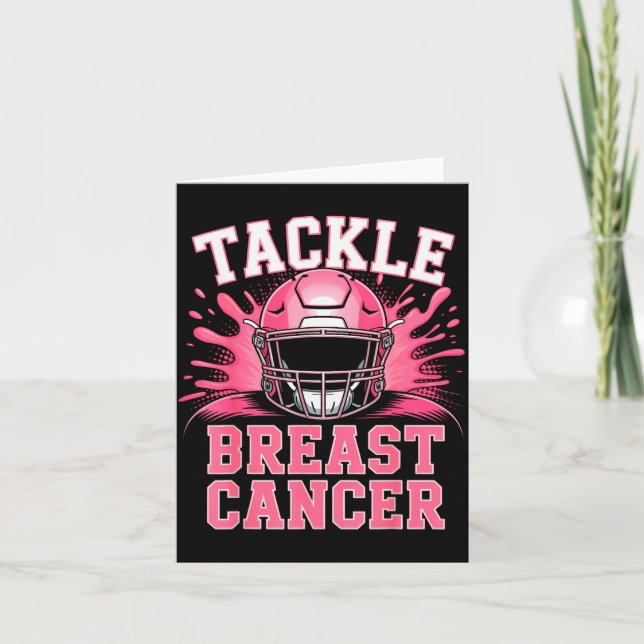 Tackle Football Breast Cancer Awareness Nk Ribbon  Karte (Vorderseite)