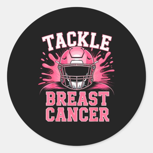 Tackle Football Breast Cancer Awareness Nk Ribbon  Runder Aufkleber (Vorderseite)