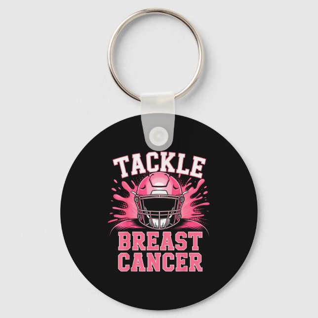 Tackle Football Breast Cancer Awareness Nk Ribbon  Schlüsselanhänger (Vorderseite)