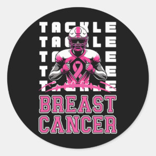 Tackle Football Breast Cancer Awareness Pink Ribbo Runder Aufkleber