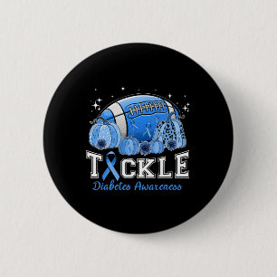 Tackle Football Diabetes Blue Ribbon Dibetes Aware Button
